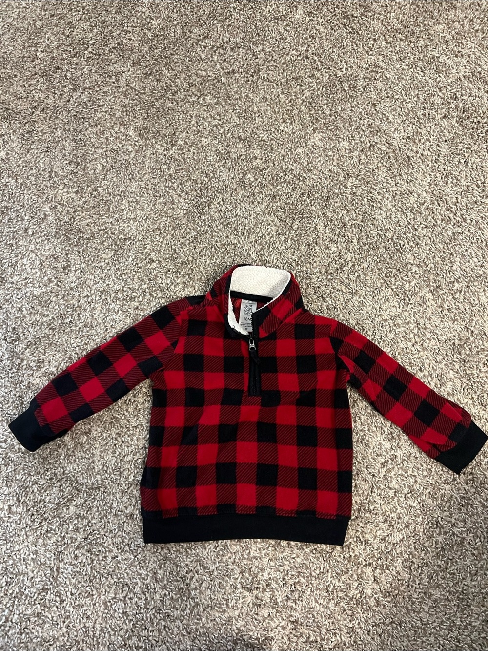 Carter's Red & Black Buffalo Plaid Quarter-Zip Hoodie